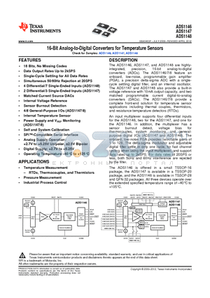 ADS1147IPW datasheet - 16-Bit Analog-to-Digital Converters for Temperature Sensors