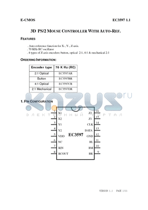 EC3597AR datasheet - 3D PS/2 MOUSE CONTROLLER WITH AUTO-REF