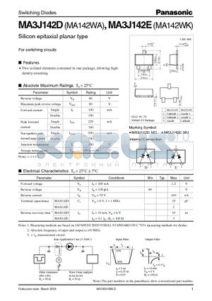 MA142WK datasheet - Silicon epitaxial planar type