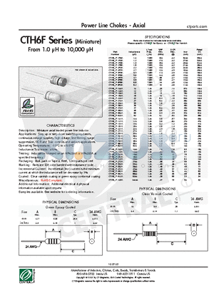CTH6EF-120K datasheet - Power Line Chokes - Axial