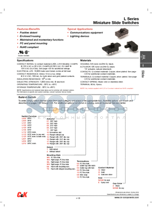 L20201MS02QE2 datasheet - Miniature Slide Switches