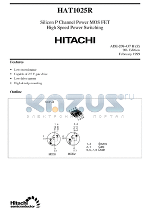 HAT1025R datasheet - Silicon P Channel Power MOS FET High Speed Power Switching