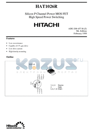 HAT1026R datasheet - Silicon P Channel Power MOS FET High Speed Power Switching