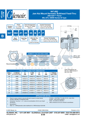 947-082Z12535D datasheet - Jam Nut Mount Hermetic Bulkhead Feed-Thru