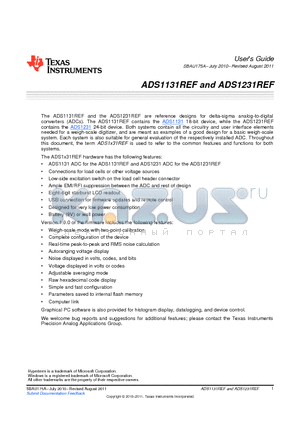 ADS1231REF datasheet - ADS1131REF and ADS1231REF