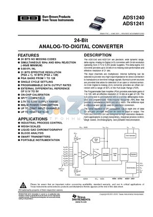 ADS1240E/1K datasheet - 24-Bit ANALOG-TO-DIGITAL CONVERTER