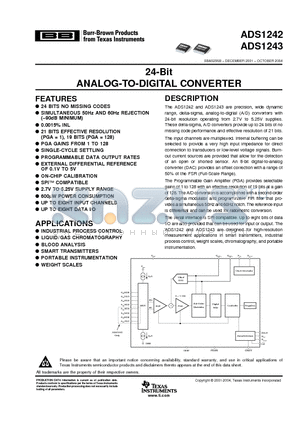 ADS1242 datasheet - 24-Bit ANALOG-TO-DIGITAL CONVERTER