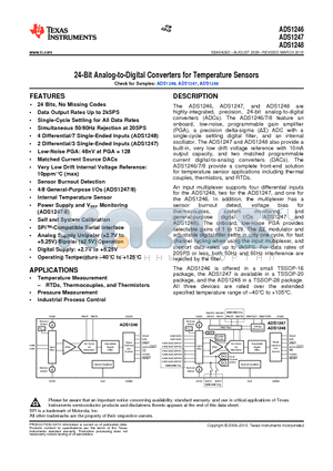 ADS1246 datasheet - 24-Bit Analog-to-Digital Converters for Temperature Sensors