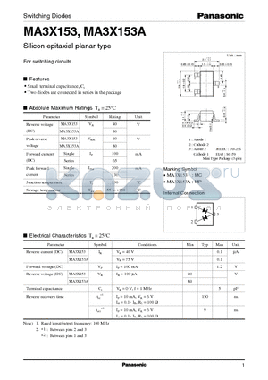 MA153 datasheet - Silicon epitaxial planar type