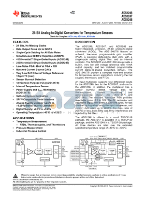 ADS1248IPW datasheet - 24-Bit Analog-to-Digital Converters for Temperature Sensors