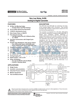 ADS1255IDB datasheet - Very Low Noise, 24-Bit Analog-to-Digital Converter