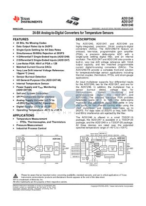 ADS1248IPWR datasheet - 24-Bit Analog-to-Digital Converters for Temperature Sensors