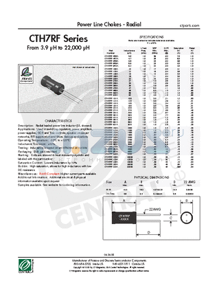 CTH7RF-182K datasheet - Power Line Chokes - Radial