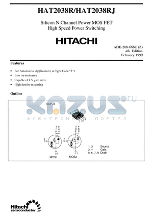 HAT2038 datasheet - Silicon N Channel Power MOS FET High Speed Power Switching