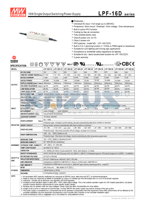 LPF-16D-24 datasheet - 16W Single Output Switching Power Supply