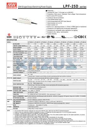 LPF-25D datasheet - 25W Single Output Switching Power Supply