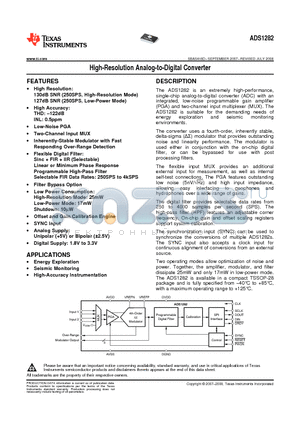 ADS1282IPWG4 datasheet - High-Resolution Analog-to-Digital Converter