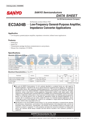 EC3A04B_09 datasheet - Low-Frequency General-Purpose Amplifier, Impedance Converter Applications