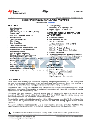 ADS1282HPW datasheet - HIGH-RESOLUTION ANALOG-TO-DIGITAL CONVERTER