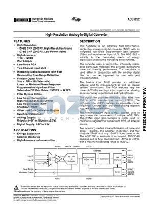 ADS1282IPWR datasheet - High-Resolution Analog-to-Digital Converter