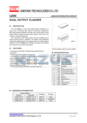 L2044L-S14-T datasheet - DUAL OUTPUT FLASHER