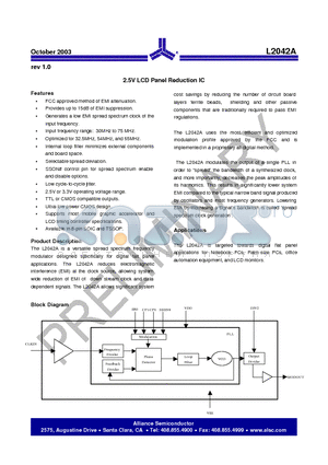 L2042A-08TR datasheet - 2.5V LCD Panel Reduction IC