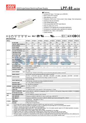 LPF-60-30 datasheet - 60W Single Output Switching Power Supply