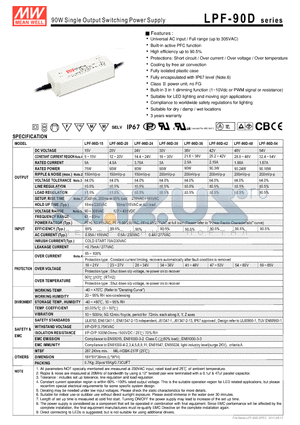 LPF-90D datasheet - 90W Single Output Switching Power Supply