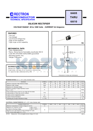 6A05 datasheet - SILICON RECTIFIER