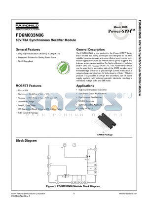 FD6M033N06 datasheet - 60V/73A Synchronous Rectifier Module