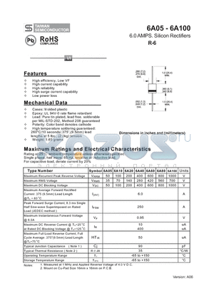 6A05 datasheet - 6.0 AMPS. Silicon Rectifiers