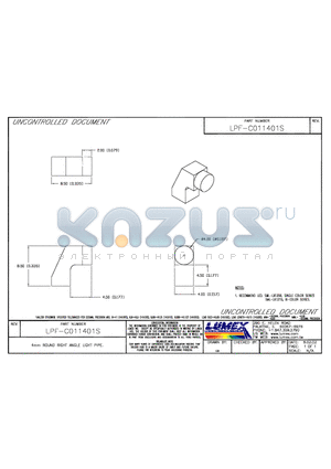 LPF-C011401S datasheet - 4mm ROUND RIGHT ANGLE LIGHT PIPE