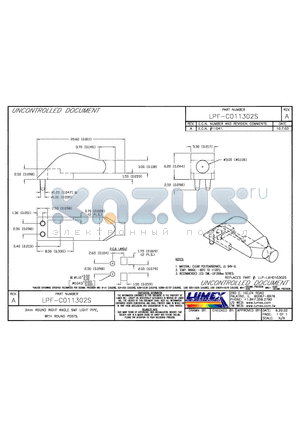 LPF-C011302S datasheet - 3mm ROUND RIGHT ANGLE SMT LIGHT PIPE, WITH ROUND POSTS