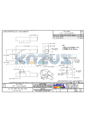 LPF-C012303S datasheet - 3mm DUAL TOWER, RIGHT ANGLE BEND, SMT LIGHT PIPE