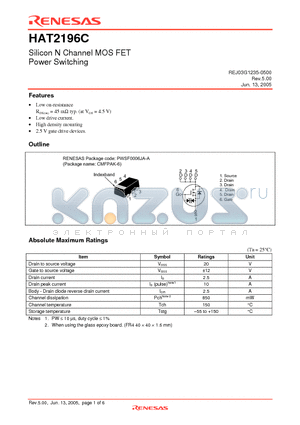 HAT2196C-EL-E datasheet - Silicon N Channel MOS FET Power Switching