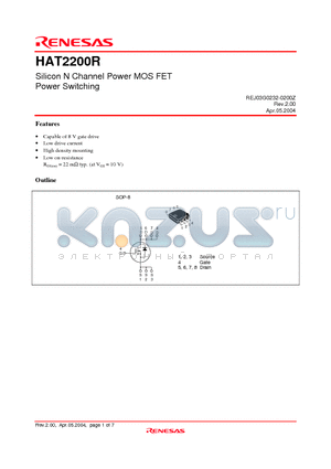 HAT2200R datasheet - Silicon N Channel Power MOS FET Power Switching