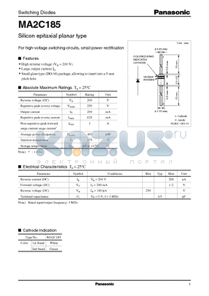 MA185 datasheet - Silicon epitaxial planar type