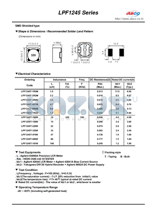 LPF1245T-2R2M datasheet - Shape & Dimensions / Recommended Solder Land Pattern