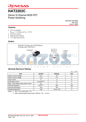HAT2202C datasheet - Silicon N Channel MOS FET Power Switching