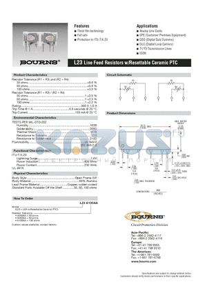 L23 datasheet - Line Feed Resistors w/Resettable Ceramic PTC