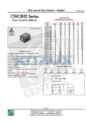 CTHC1812-100K datasheet - Wire-wound Chip Inductors - Molded