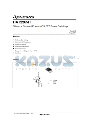 HAT2265H datasheet - Silicon N Channel Power MOS FET Power Switching