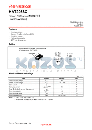 HAT2268C-EL-E datasheet - Silicon N Channel MOS FET Power Switching