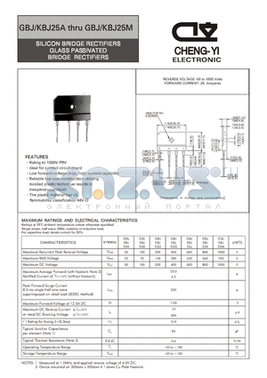 GBJ25K datasheet - SILICON BRIDGE RECTIFIERS GLASS PASSIVATED BRIDGE RECTIFIERS