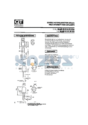 HLMP-K101 datasheet - DOUBLE HETEROJUNCTION AIGAAS HIGH INTENSITY RED LED LAMPS