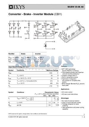 L260 datasheet - Converter - Brake - Inverter Module (CBI1)