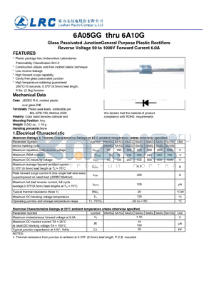 6A2G datasheet - Glass Passivated JunctionGeneral Purpose Plastic Rectifiers