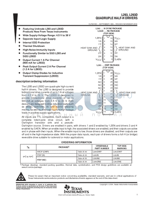 L293DDWP datasheet - QUADRUPLE HALF-H DRIVERS