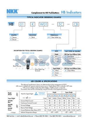 HB01KW01-5C-DB datasheet - Complement to HB Pushbuttons