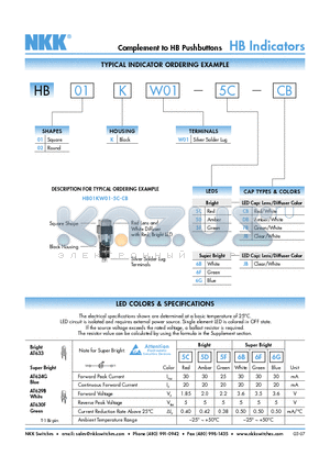 HB01KW01-5D-FB datasheet - Complement to HB Pushbuttons